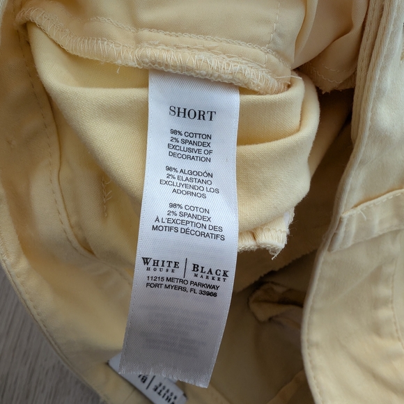 White House Black Market Pale Yellow Mid Rise Cotton Shorts - Picture 13 of 14